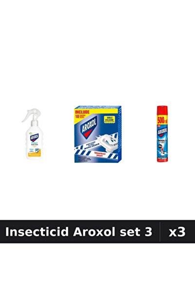 Aroxol Set 3 Insecticid - Loțiune, Spray 500ml, Pastile Anti-Insecte Eficace