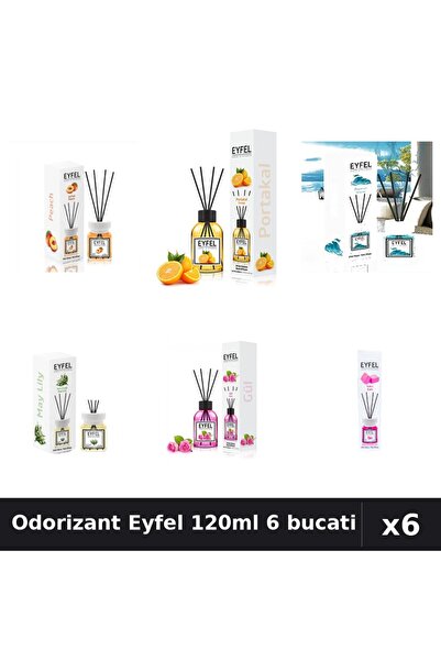 Eyfel Set 6 Odorizante Camera Betisoare - 6 Arome Asortate, 120ml Parfum