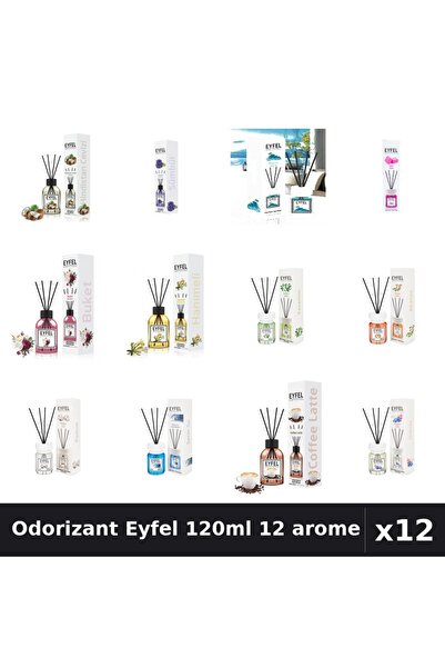 Eyfel Set 12 Odorizant Camera cu Bețișoare 120ml - 12 Arome Asortate, Parfum ...