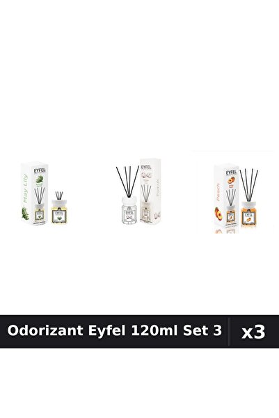 Eyfel Set 3 Odorizant Camera Betisoare 120ml - Lacramioare, Bumbac, Piersica