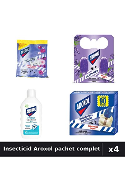 Aroxol Set 4 Insecticid - Pastile 20+2 bucati, Loțiune 200ml, Aparat 45 nopti