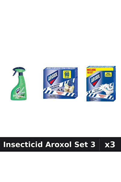 Aroxol Set 3 Insecticid - Spray 400ml, Aparat Electric 45 Nopti, Pastile Anti...