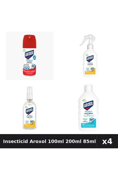 Aroxol Set 4 Insecticid și Repelent - Spray 100ml, Loțiuni 200ml și 85ml - Pr...