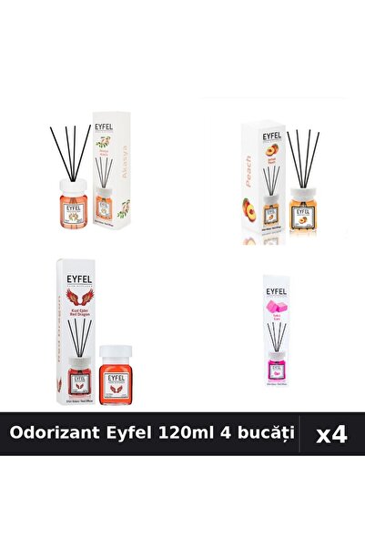 Eyfel Set 4 Odorizant Camera Betisoare 120ml - Acacia, Piersică, Red Dragon, ...