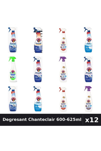 Chanteclair Set 12 Degresant Universal 600-625ml - 8 Arome, Detartrant, Antic...