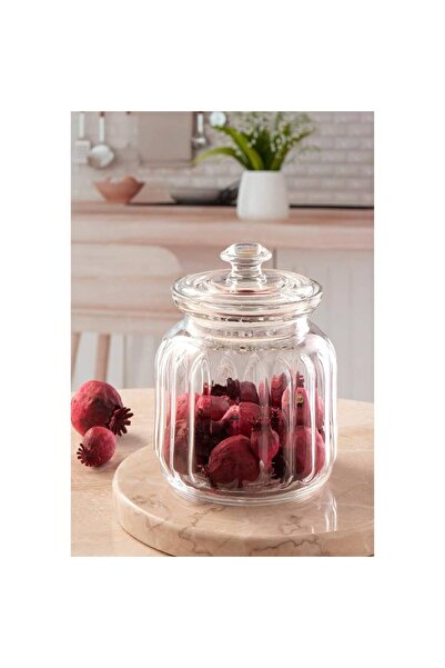 Paşabahçe Glass Vacuum Food Jar with Lid 900 Cc Large Size Legume Storage Con...