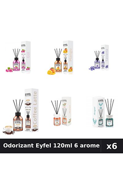 Eyfel Set 6 Odorizante Camera cu Betisoare - 6 Arome Asortate, 120ml Parfum