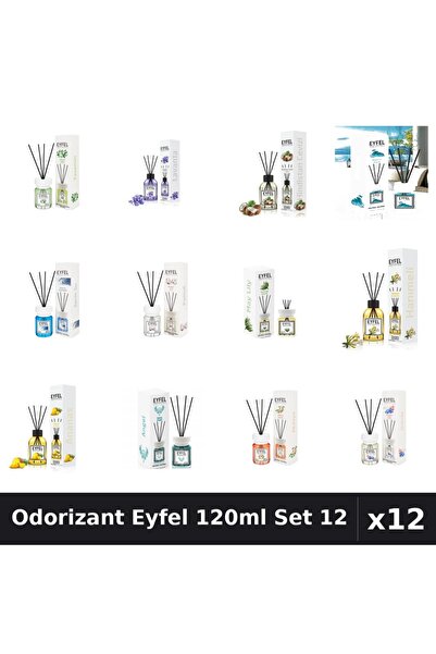Eyfel Set 12 Odorizant Camera Betisoare 120ml - 12 Arome Asortate, Parfum Intens