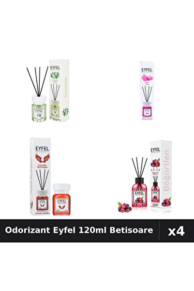 Eyfel Set 4 Odorizant Camera Betisoare 120ml - Iasomie, Bubble Gum, Red Drago...