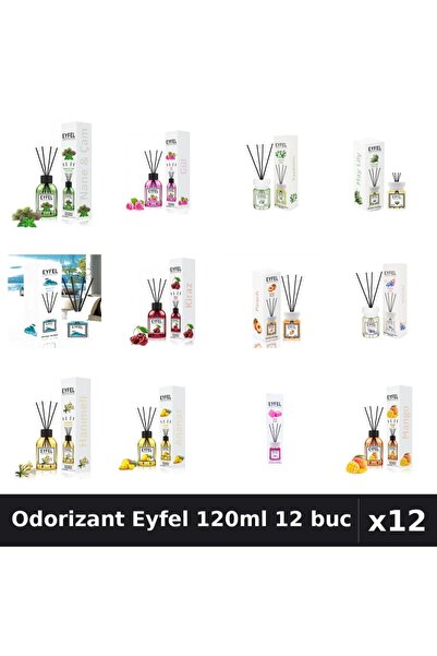 Eyfel Set 12 Odorizant Camera Betisoare 120ml - 12 Arome Asortate, Parfum Intens