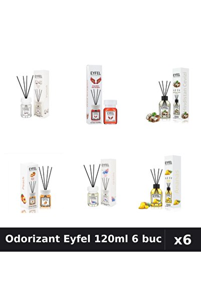 Eyfel Set 6 Odorizante Camera Betisoare - 6 Arome Asortate, 120ml Parfum