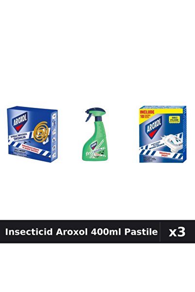 Aroxol Set 3 Insecticid - Spray 400ml + Pastile Anti-Insecte 10buc - Protecti...