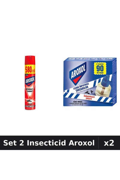 Aroxol Set 2 Produse Anti-Insecte - Aparat Electric & Rezerve Aroxol, Spray I...