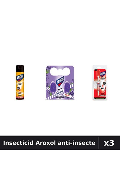 Aroxol Set 3 Insecticid - Spray 400ml, Pastile Anti-Insecte 2buc, 5g - Protecție