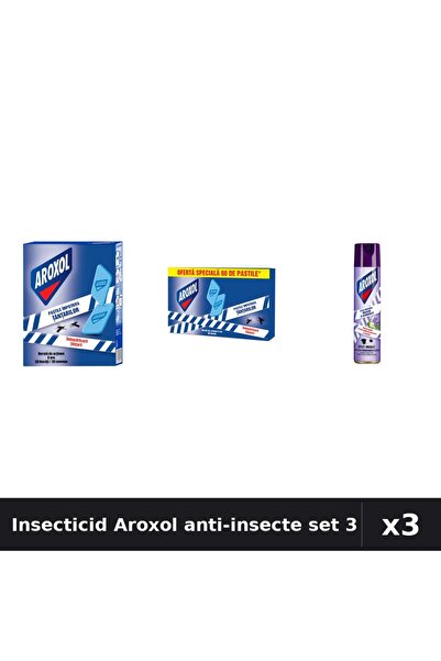 Aroxol Set 3 Spray Insecticid 250ml + Pastile Anti-Insecte 30-60 buc - Protec...
