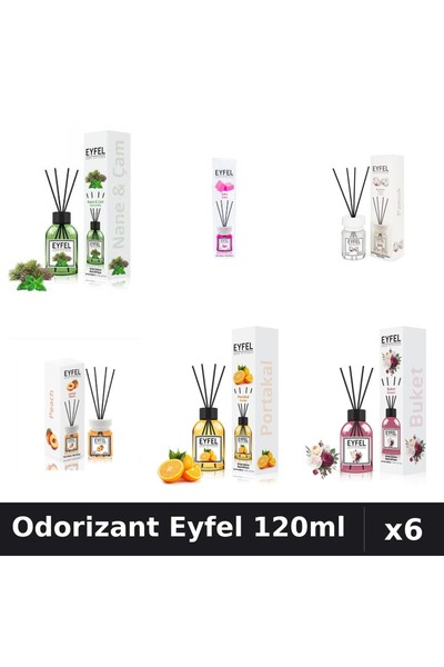 Eyfel Set 6 Odorizante Camera Betisoare - 6 Arome Asortate, 120ml Parfum