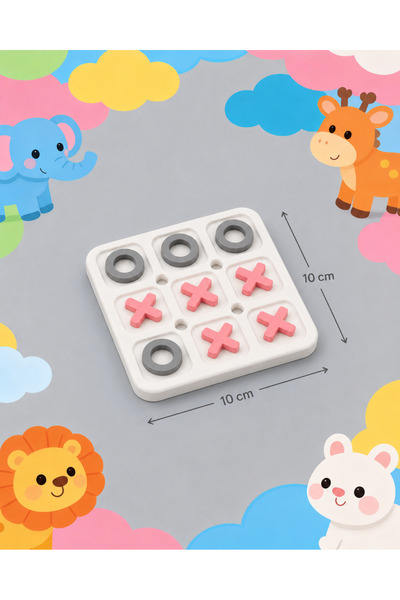 Mabs Tech Çocuklar İçin Tic Tac Toe XOX Zeka Oyunu 10x10 cm – Dikkat, Strateji ve Konsantrasyon Geliştirici Eğitici Mini 3D Masa Oyunu