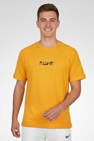 Nike Men Dri-Fit Short Sleeves Football T-Shirt, Yellow