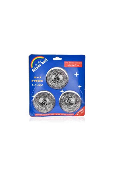 Silver Stainless Steel Spiral Scourers 2 + 1 Free Pack