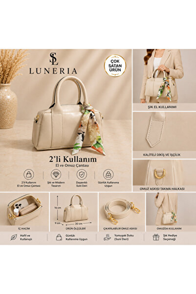 Luneria Flora Mini El ve Omuz Çantası Bej