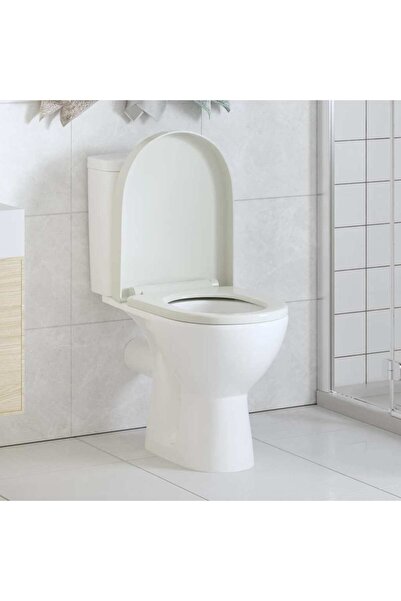 vidaxl Κάλυμμα Λεκάνης με Soft Close & Quick Release Τετράγωνο Λευκό
