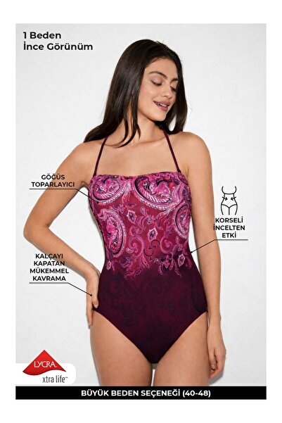 Kom Shawl Patterned Strapless Swimsuit