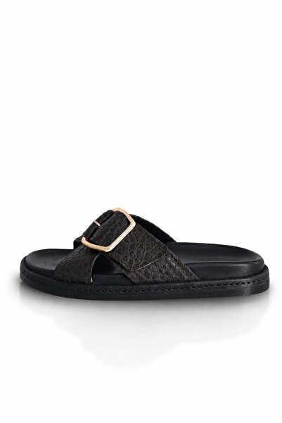 5in1Canpolat Khaki Croco Slippers 51401