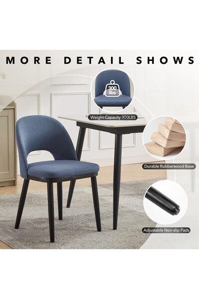 Garvee Modern Dining Chairs Upholstered in Linen – High Hollow Back, Deep Erg...