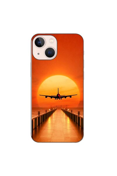 OEM Husa compatibila cu Apple iPhone 13 Mini Silicon Gel Tpu Model Airplane S...