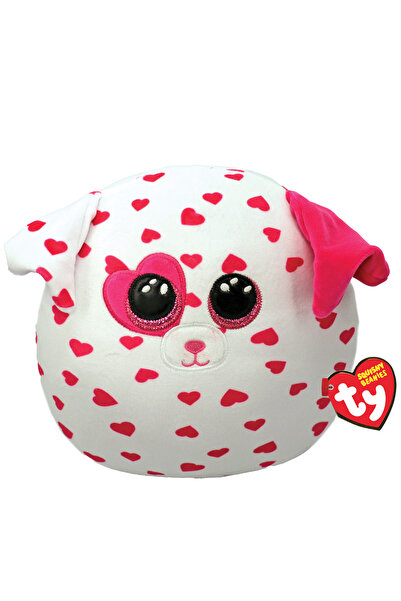 TY Squishy Beanies Beau Σκυλάκι Λευκό Με Καρδούλες 26εκ