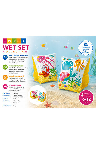 Intex Tropical Buddies 58652EU Kids Inflatable Swim Fins, 3-6 Years, 23 x 15 ...