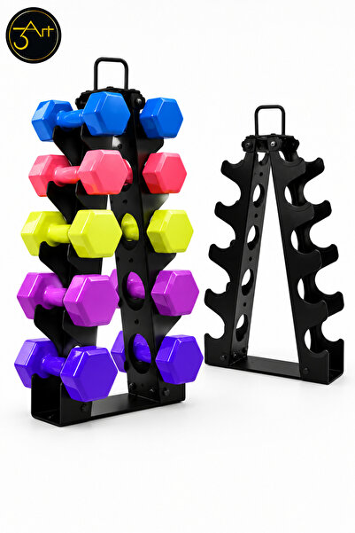 3Art Metal Dekorasyon Tic.Ltd.Şti Dambıl Standı - Ağırlık Rafı - Dumbbell Düz...