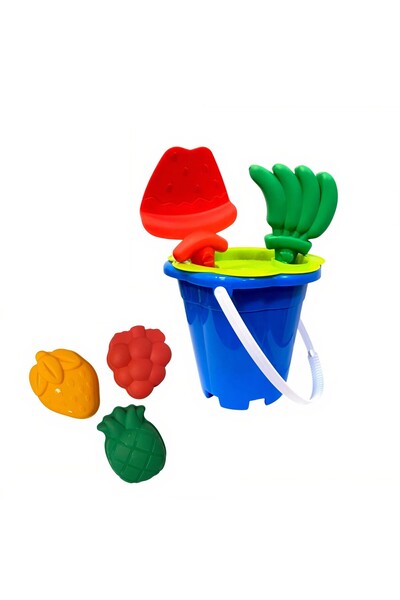 Bsr Set 7 accesorii pentru nisip, galetusa+unelte+forme, plastic, multicolor,...