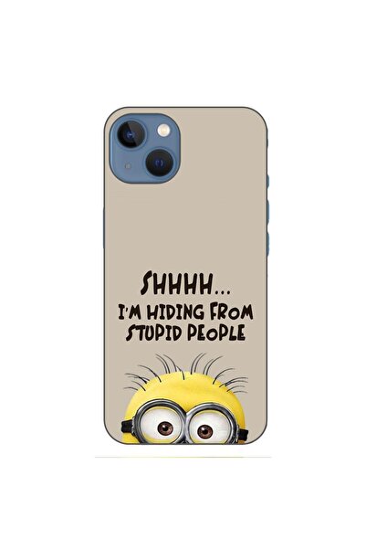 OEM Husa compatibila cu Apple iPhone 13 Silicon Gel Tpu Model Mesaj Minion Shhhh