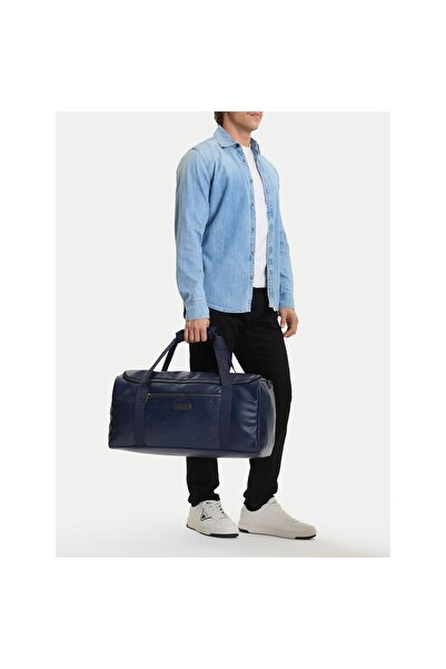 Guess Jeans Geantă de weekend pentru bărbați, albastră