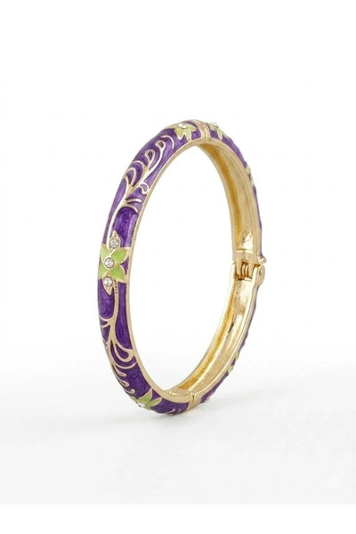 Marsilyan Ieg - Purple Blossom Mine Embroidered Handcuff Bracelet - Kbl0468 E...