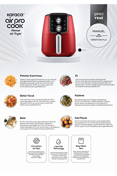 YükselHome Aır Pro Cook Manuel Xl Airfryer Ruby 4lt