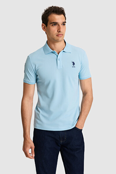 U.S. Polo Assn. Men's Slim Fit Polo Collar Blue Basic T-Shirt 50326920-Vr036