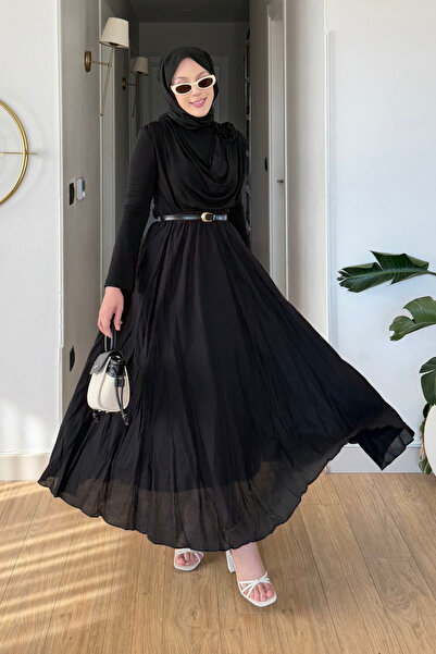 Tesettür Diyarı Kayle Kraş Lined Hijab Skirt - Black Standard Size (Fits 36-46)