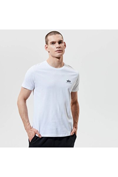 Alpha Industries Tricou alb de bărbați Basic T cu logo mic