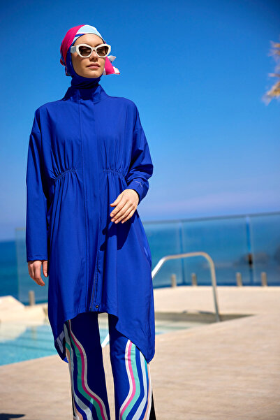 Marina Swimwear Full Covered Hijab Swimsuit Blue 4-Piece Set M2503-2