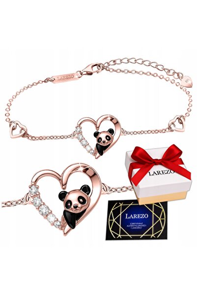 Larezo Gold-plated bracelet made of 925 Silver, 16cm + 3cm, Pink, Panda bear ...