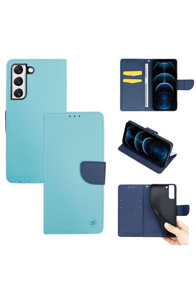 Sonique Θήκη Πορτοφόλι Trend Wallet Samsung Galaxy S22 Plus Σιέλ / Σκούρο Μπλε