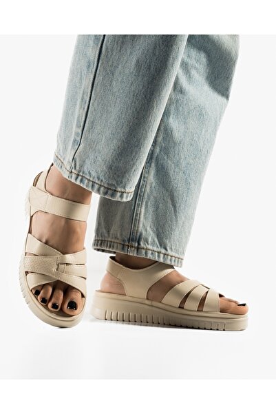 ALOGO Women's beige Sandals made of Eval Eco- Leather