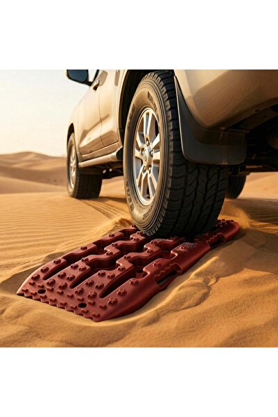 Auto Family FZE Car Traction Boards Sand & Snow Recovery Tracks, Heavy Duty Tire Grip Mats for Off-Road, Anti-Slip Recovery Pads for Mud, Sand, Snow & Ice (Small - Red)