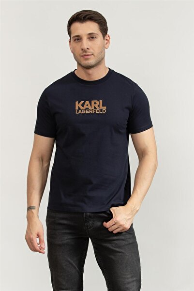 Karl Lagerfeld Erkek Bisiklet Yaka T-Shirt Lacivert