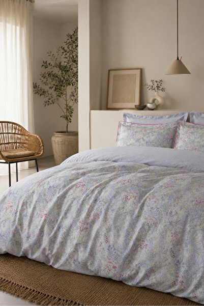BED LİNE Set de husă de pilotă dublă Savira Ranforce Clara Indigo