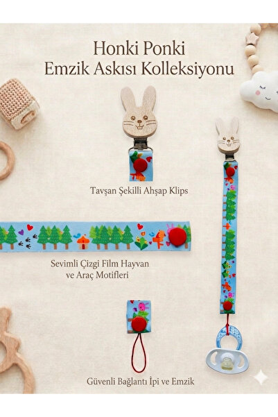 Honki Ponki Spring Emzik Askısı - Tavşan Klips