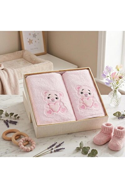 ROYAM Minel 100% Cotton Set of 2 Embroidered Baby Kids Towel Set