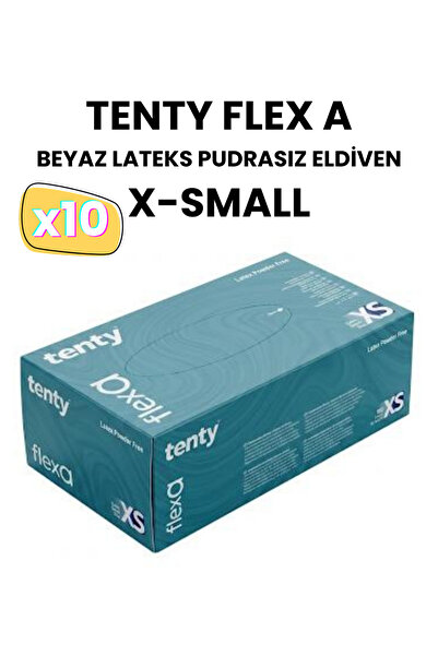 Tenty Flex Tenty 10 Kutu Flex A Pudrasız Lateks Eldiven X-Small Beyaz